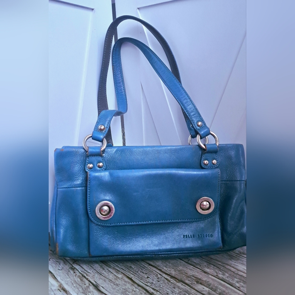Y2K Teal Leather Shoulder Bag – Wilsons Leather x Pelle Studio – Rare Colorway
